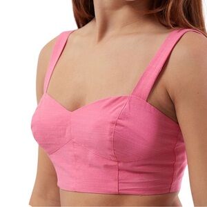 Minkpink New NWT Cotton Linen Blend Pink Kalani Crop Top Size Large
